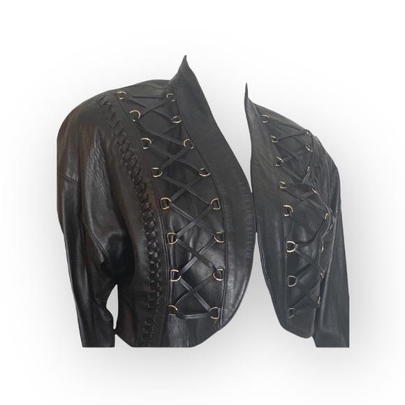 Vintage 90s: Erez x Lillie Rubin ☻︎ Whip Stitch Leather Jacket ☻︎ Gold Hardware - Picture 5 of 16